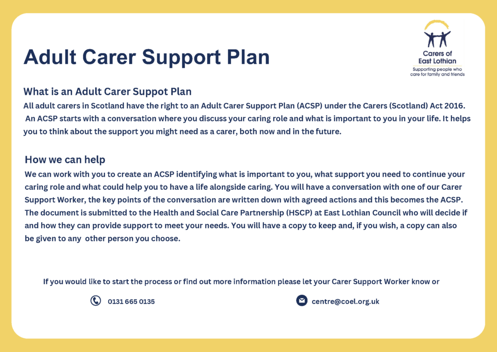 Adult Carer Support Plan leaflet